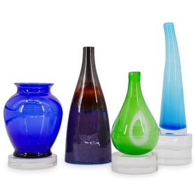 (4 Pcs) Art Glass Vase Collection