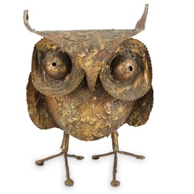 Curtis Jere Brutalist Brass Owl Sculpture