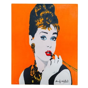 Andy Warhol Inspired Acrylic on Canvas Painting "Audrey Hepburn"