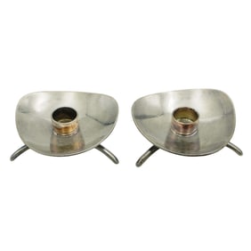Pair Of Carl Cohr Silver Plated Candle holders