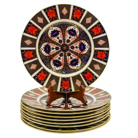 (9 Pcs) Royal Crown Derby Old Imari Dinner Plates