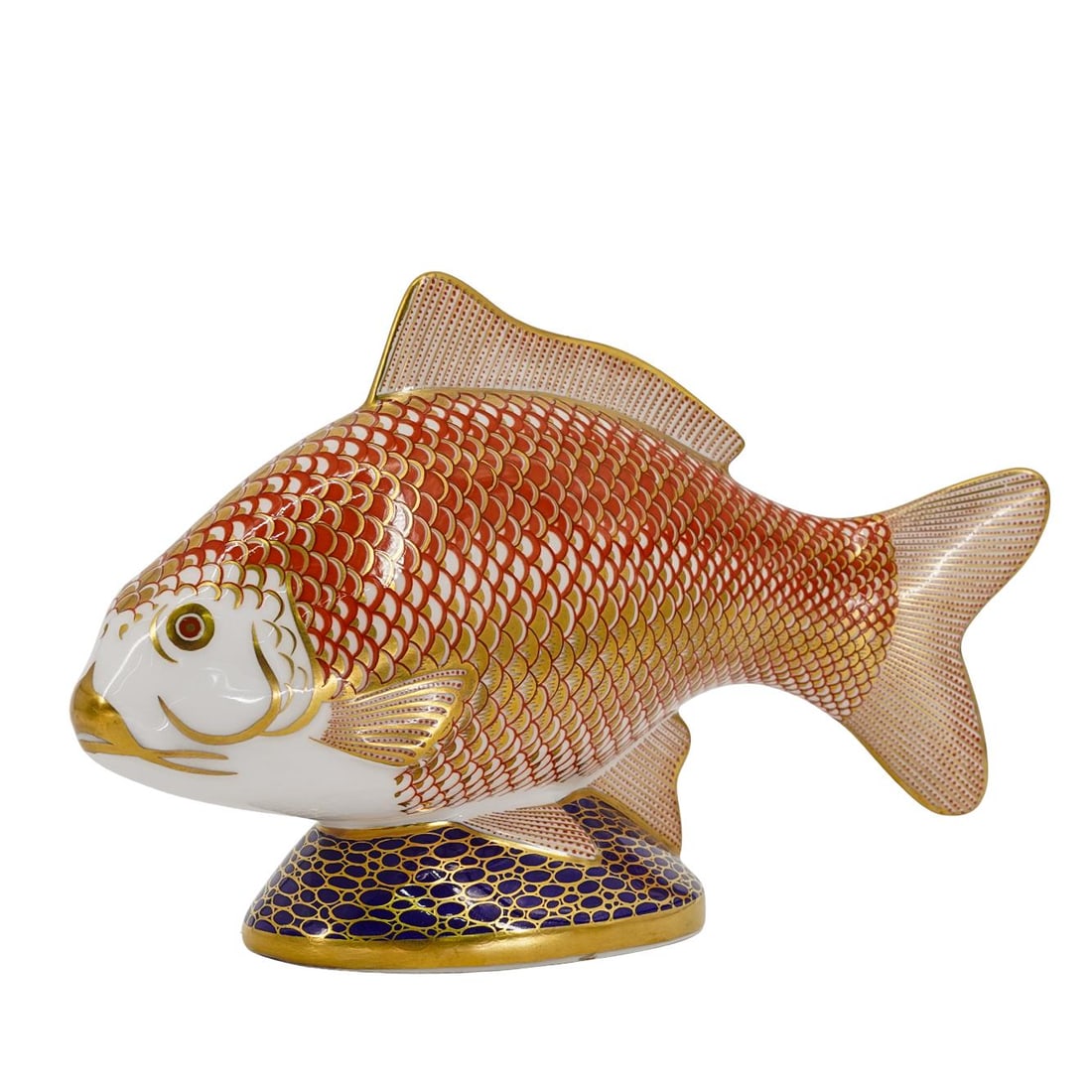 Royal Crown Derby Fish Paperweight: Royal Crown Derby Fish PaperweightLate 20th to early 21st century, EnglandThe fish is made from bone china, hand-painted, and accented with yellow gold. It has a gold stopper on the base, stamped: "Ro