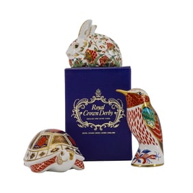 (3 Pcs) Royal Crown Derby Paperweight Collection