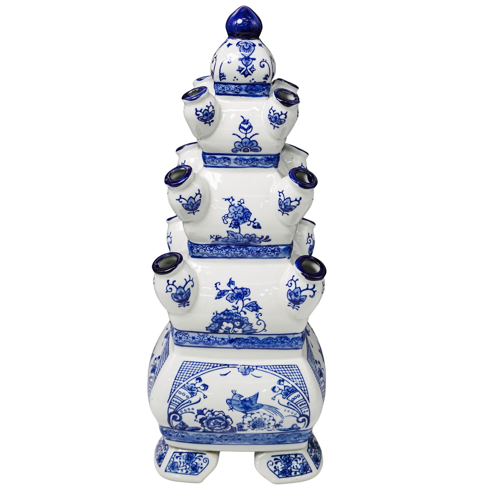 Vintage Tulip Stacking Blue and White Porcelain Vase (1 of 5)