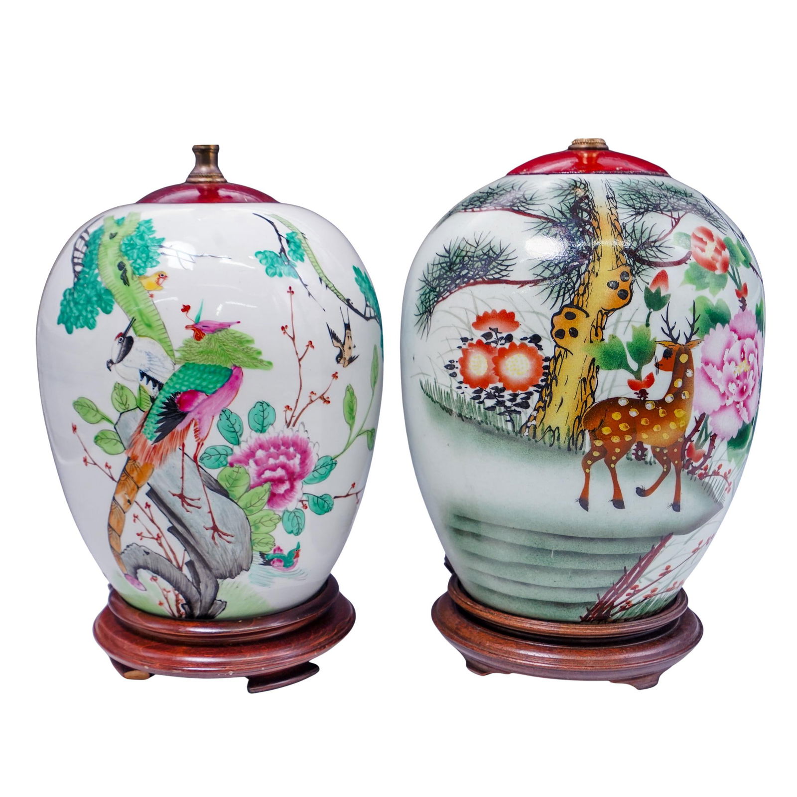Pair of Japanese Porcelain Converted Ginger Jar Lamps (1 of 7)