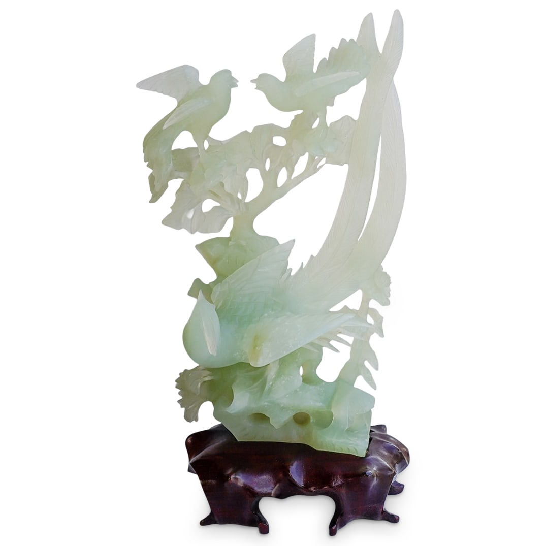 Chinese Serpentine Jade Bird Carving With Box (1 of 7)