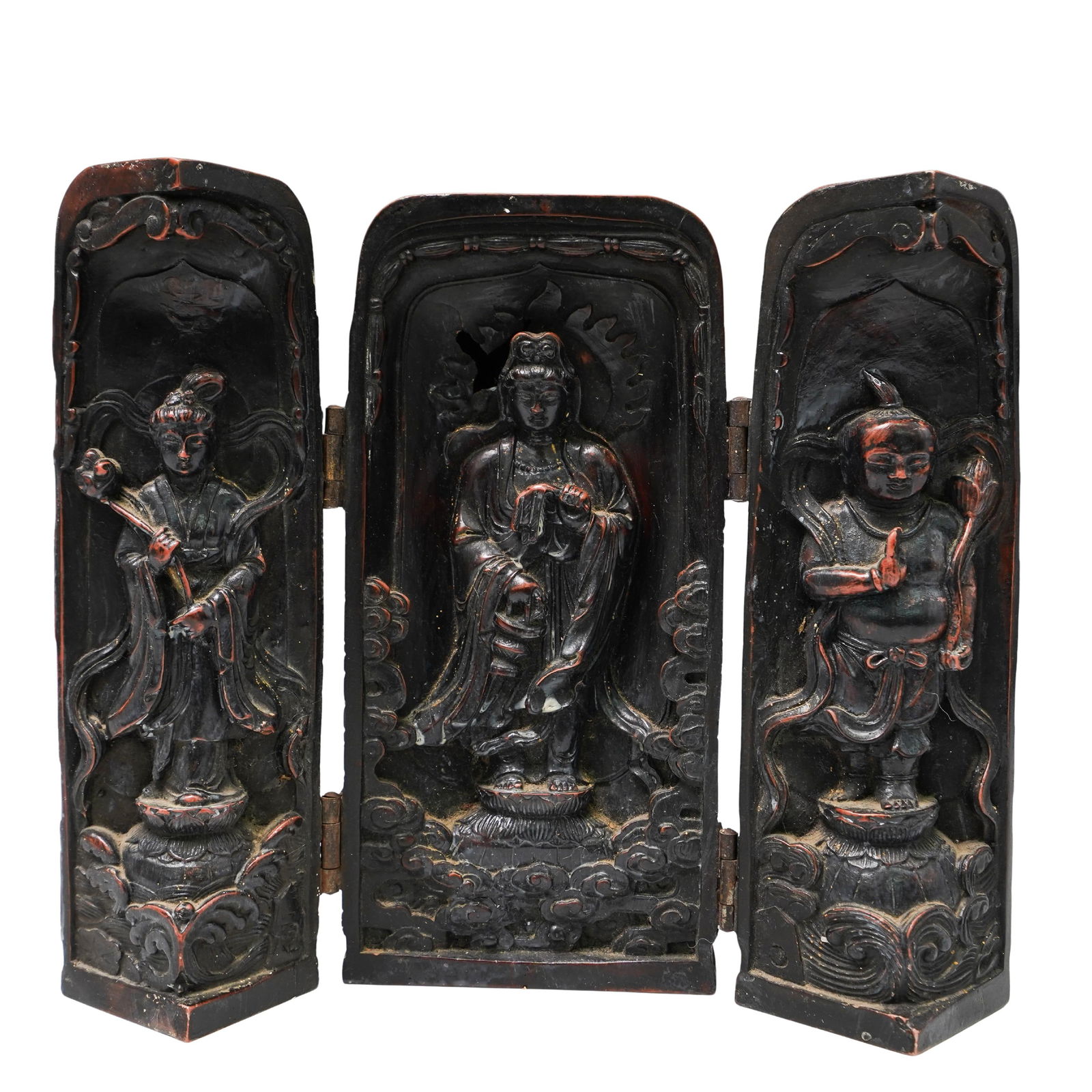 Antique Chinese Signed Carved Wood Traveling Prayer Shrine (1 of 7)