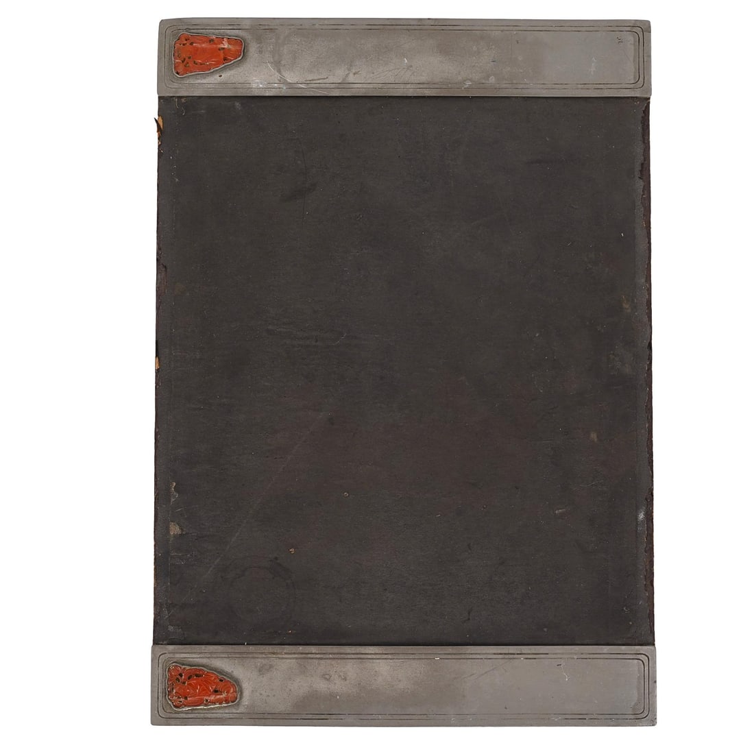 Antique Chinese Wood and Agate Ink Writing Pad: Antique Chinese Wood and Agate Ink Writing PadLate 19th to early 20th century, ChinaA traditional Chinese wooden ink writing pad with a rectangular dark surface. At the lower-left and upper-left corne