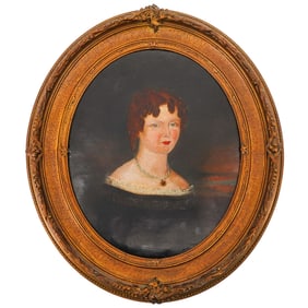 Antique Oil on Canvas Portrait of a Woman