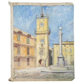 Hildegarde Hamilton (1898-1970) Italian Cityscape Oil Painting on Canvas