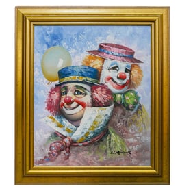 William Moninet (American, 1937-1999) Clowns Oil on Canvas