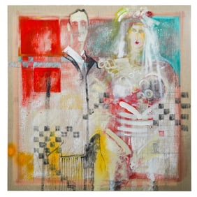 Large Dan Vigil (American) "Infra-Red" Signed Mixed Media