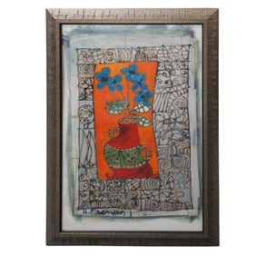 Avi Ben-Simhon (Israeli, 1947-2020) Signed Floral Textured Painting