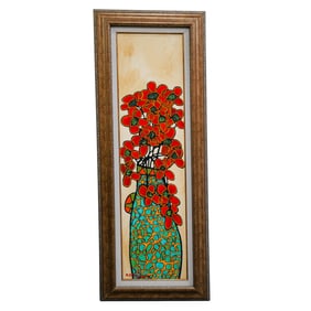 Avi Ben-Simhon (Israeli, 1947-2020) Signed Floral Textured Painting