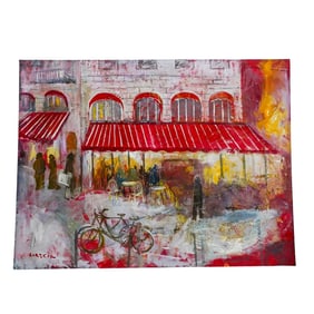 Sebastiano Ciarcia (1948-, Italian) Signed Sidewalk Cafe Oil on Canvas