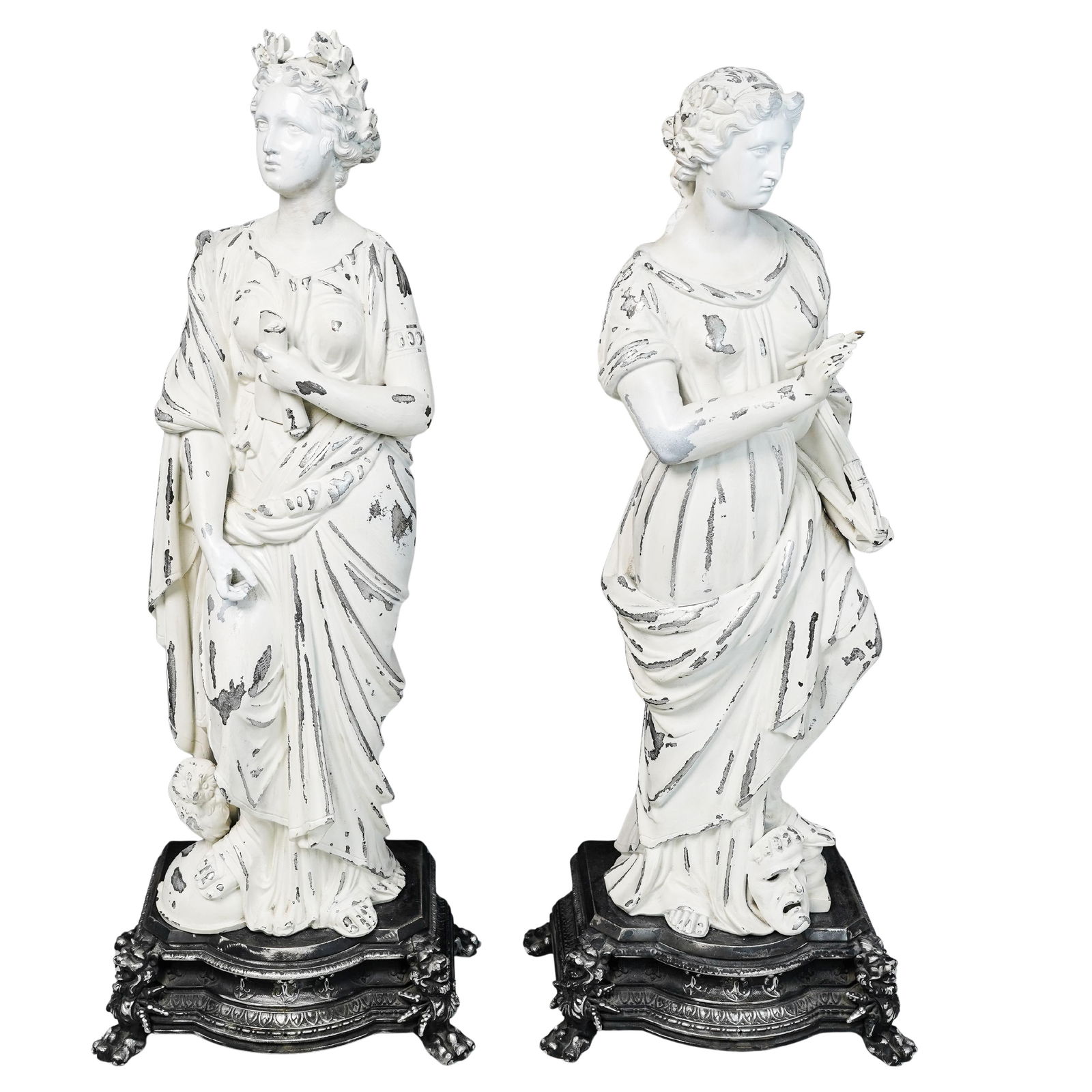 Pair of Antique Patinated Spelter Neoclassical Sculptures (1 of 5)