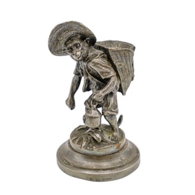 Antique Halphen Silver Bronze Monkey Match Stick Holder