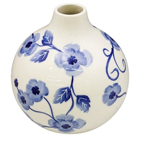 Blue and White Porcelain Floral Bud Vase