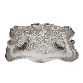 At Nouveau Pewter Silver-Plated Art Nouveau Ashtray