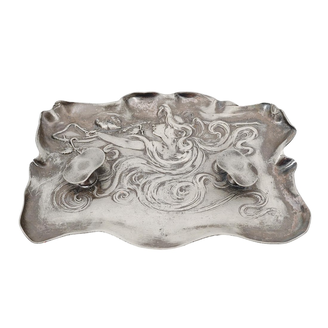 At Nouveau Pewter Silver-Plated Art Nouveau Ashtray (1 of 5)