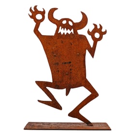 Pozzi Franzetti (1953-2012, American) Signed Oxidized Metalwork Sculpture