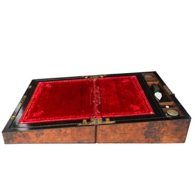 Victorian Antique Burl Wood Writing Box