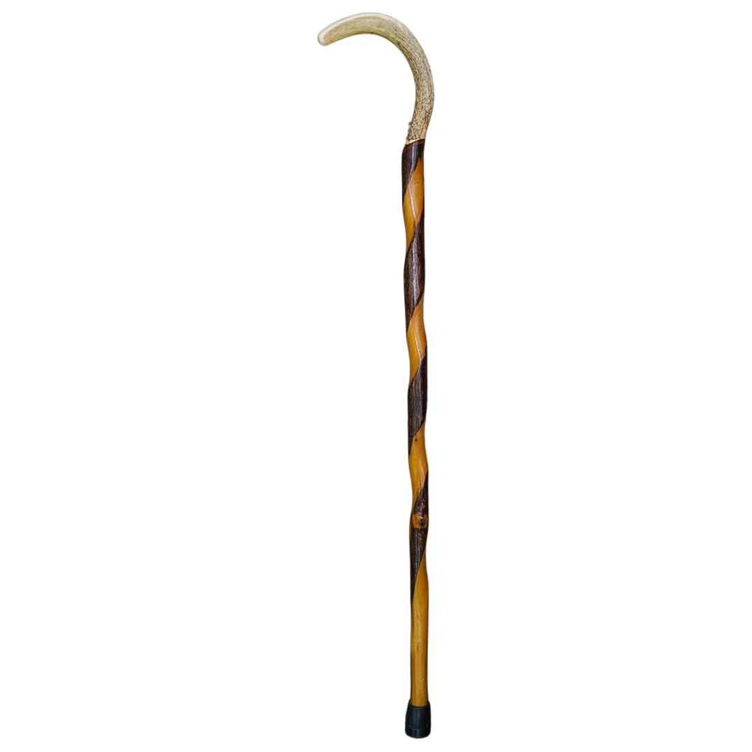Hand Crafted Wooden Walking Stick w/ Deer Antler Handle (1 of 4)