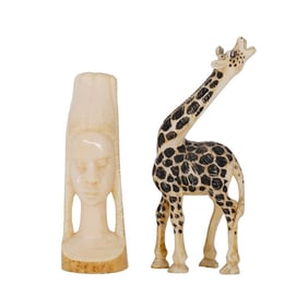 (2 Pc) African Carved Bone Sculptures