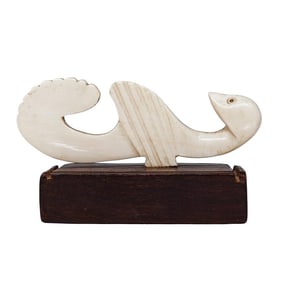 Antique Carved Bone Seahorse Toothpick Holder