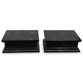Pair Of Black Marble Display Bases