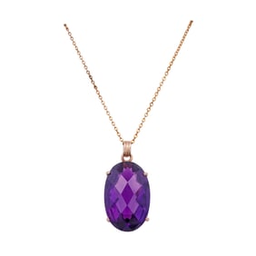 14K Gold and Amethyst Pendant Necklace