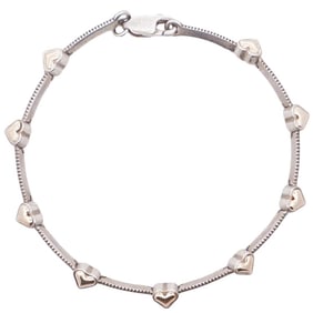 14k Gold and Sterling Heart Bracelet