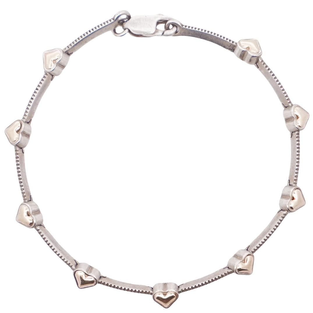 14k Gold and Sterling Heart Bracelet (1 of 4)