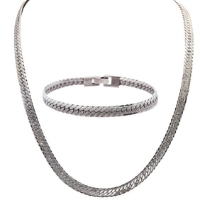 Pair of Sterling Silver Herringbone Jewelry