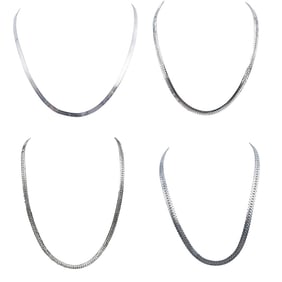 (4 pcs) Sterling Silver Herringbone Chains