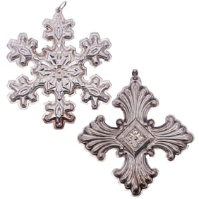Pair of 1970's Sterling Silver Christmas Pendants, Gorham, Reed & Barton