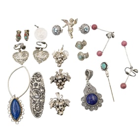 (13 pcs) Assorted Silver-plate, Sterling Jewelry
