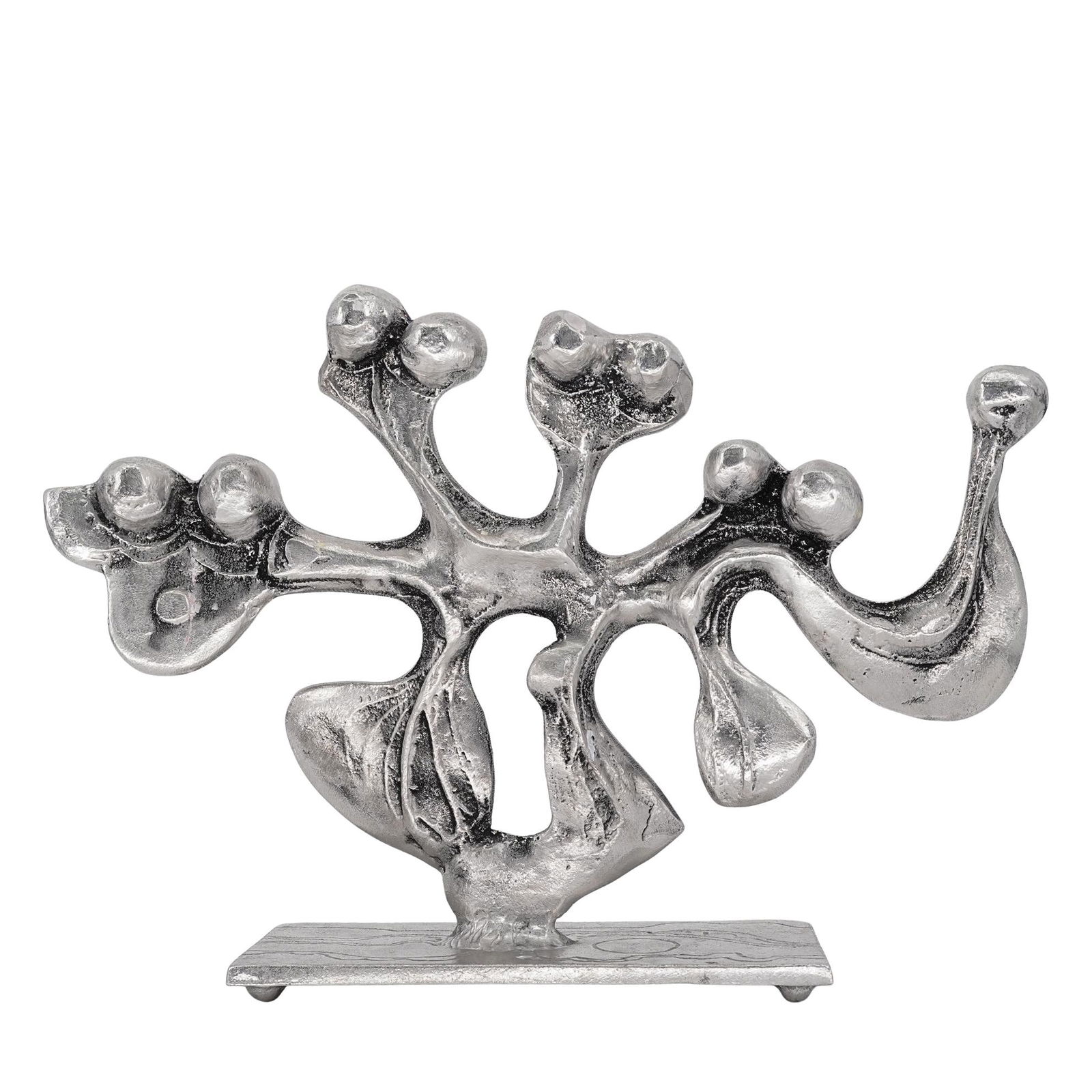 Don Drumm (American 1935) Abstract Candelabra: Don Drumm (American 1935) Abstract Candelabra1970, USAA silver-colored aluminum abstract candelabra with a tree-like design. The candelabra features a textured surface and is mounted on a rectangular