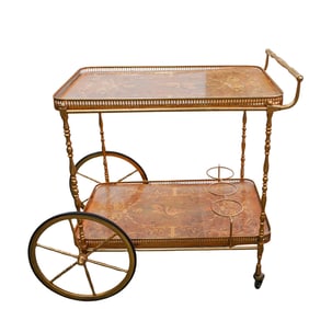 Vintage Italian Marquetry Bar Cart