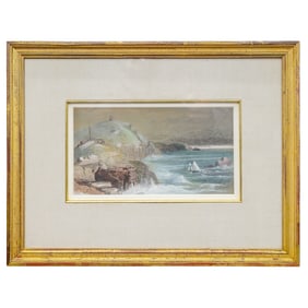 Alexander Bower Style Watercolor Gouache Seascape Painting