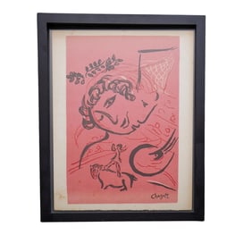 Marc Chagall (1887-1985, Russian/French) "Le Peintere en Rose" Lithograph Print