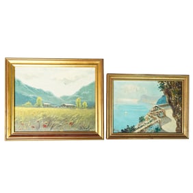 Pair of Oil on Canvas Signed Landscape Paintings.