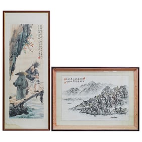 Pair of Chinese Watercolor Paintings