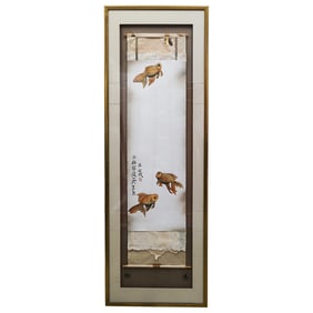 Chrishawn Company Inc. Chinese Framed "Seeking Surfaces Scroll" Mixed Media Artwork