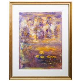 Signed Impressionist-style Floral and Figural Oil on Canvas