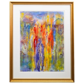 Signed Abstract Figural Oil on Canvas