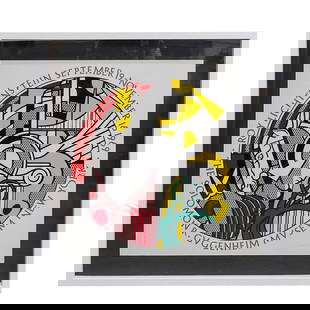 Roy Lichtenstein (American, 1923-1997) Screen Print: Roy Lichtenstein (American, 1923-1997) Screen Print 20th century, USA Screen print for Roy Lichtenstein's exhibition at the Solomon R. Guggenheim Museum in New York City, which ran from September 19