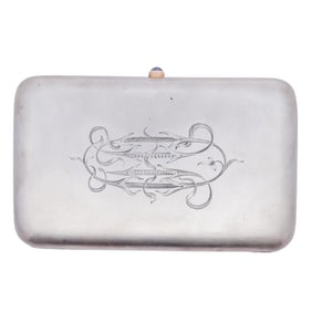 Faberge Silver Monogrammed Cigarette Case
