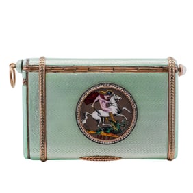 Faberge Gilt Silver and Enamel Cigarette Case