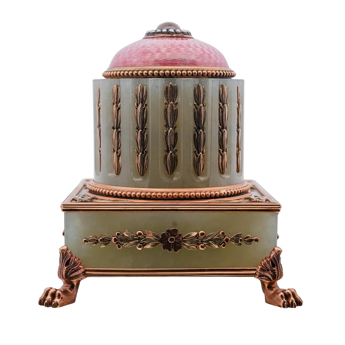 Russian Faberge 14k Rose Gold Enamel Bowenite Bell Push (1 of 6)